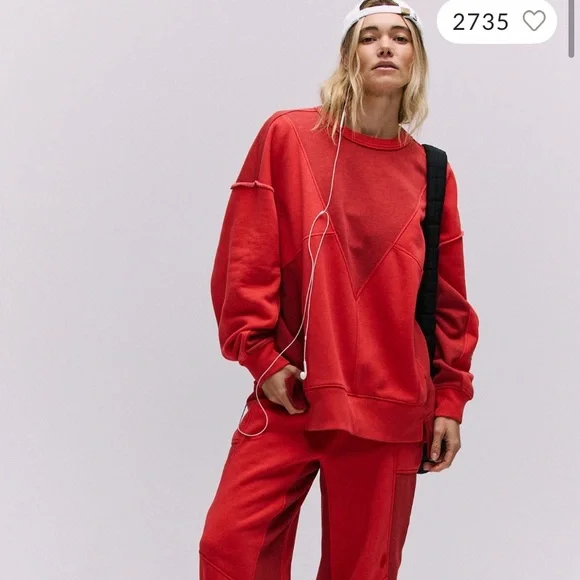 Free People Making It Pullover NWT Victory Red - Picture 3 of 7